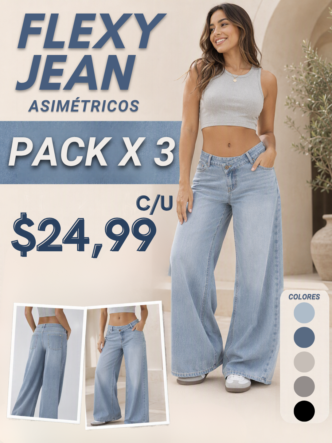 Pack x3 - Flexy Jeans Asimétricos – IMARA SHOP