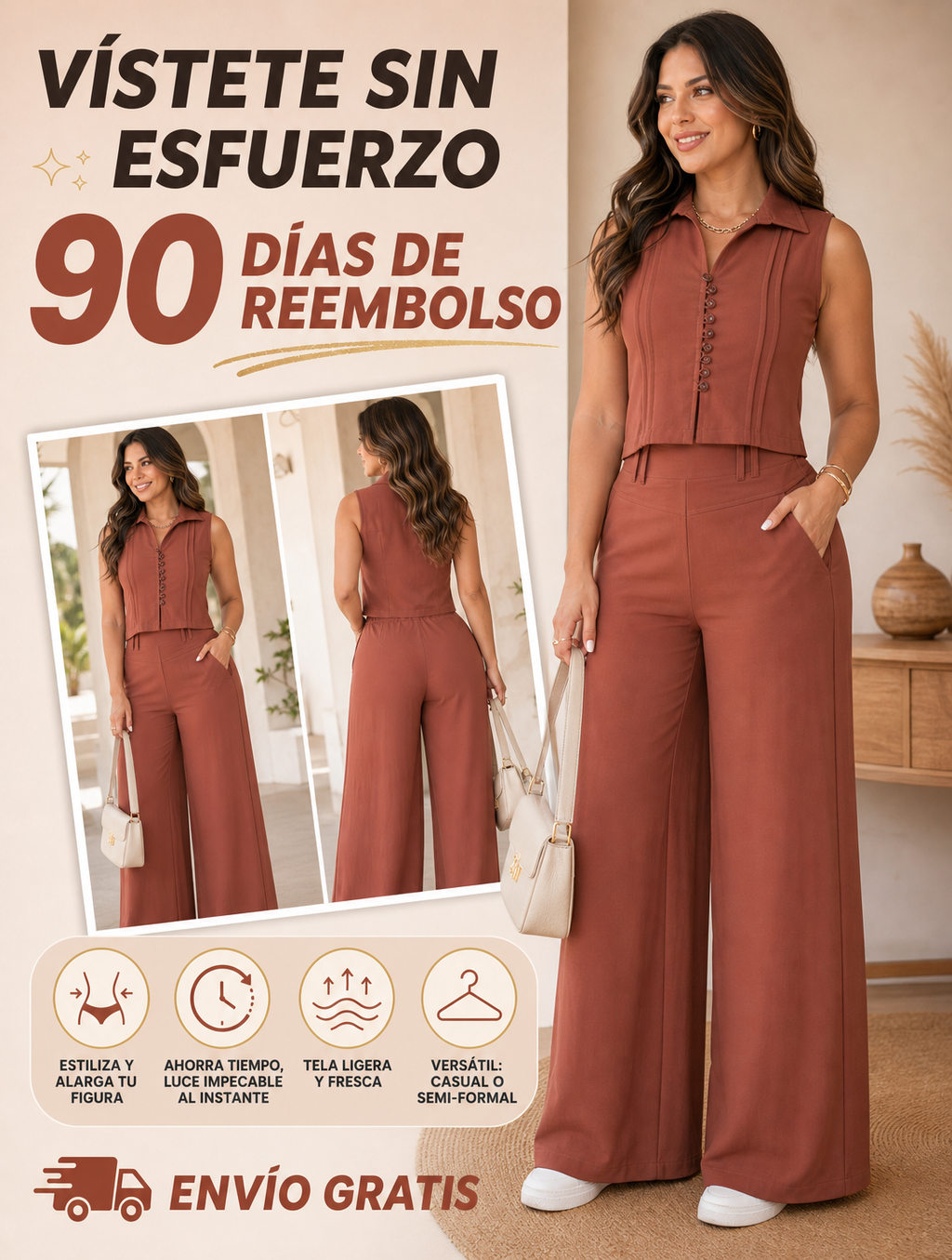 Conjunto de dos piezas: top sin mangas + pantalón