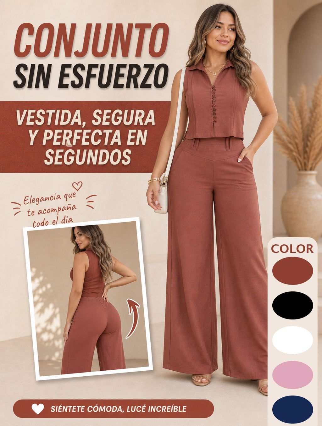 Conjunto de dos piezas: top sin mangas + pantalón