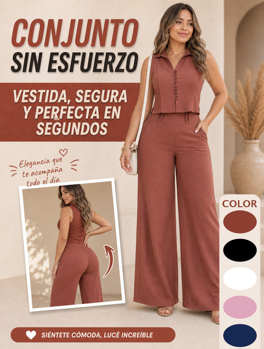 Conjunto de Dos Piezas: Top sin Mangas + Pantalón